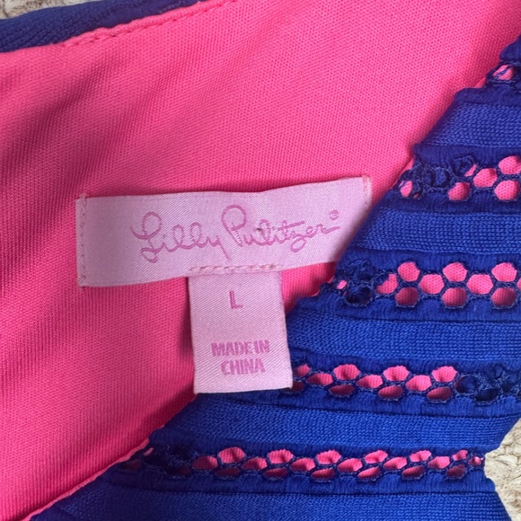LILLY PULITZER Megyn Fit & Flare Dress In Blue/pink Size Large. - Picture 13 of 13